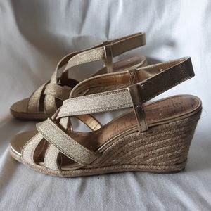 Marina gold wedgie strappy sandals size 8 and a half